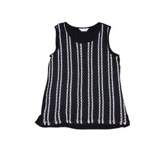 Christopher & Banks Womens Crochet Overlay Tank Top-Black/White-Size Large-GUC